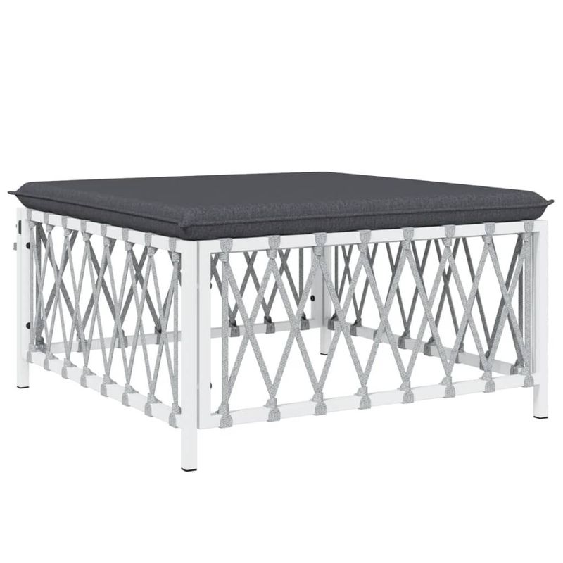 vidaXL-Set-Salotto-da-Giardino-4-pz-con-Cuscini-in-Acciaio-Bianco