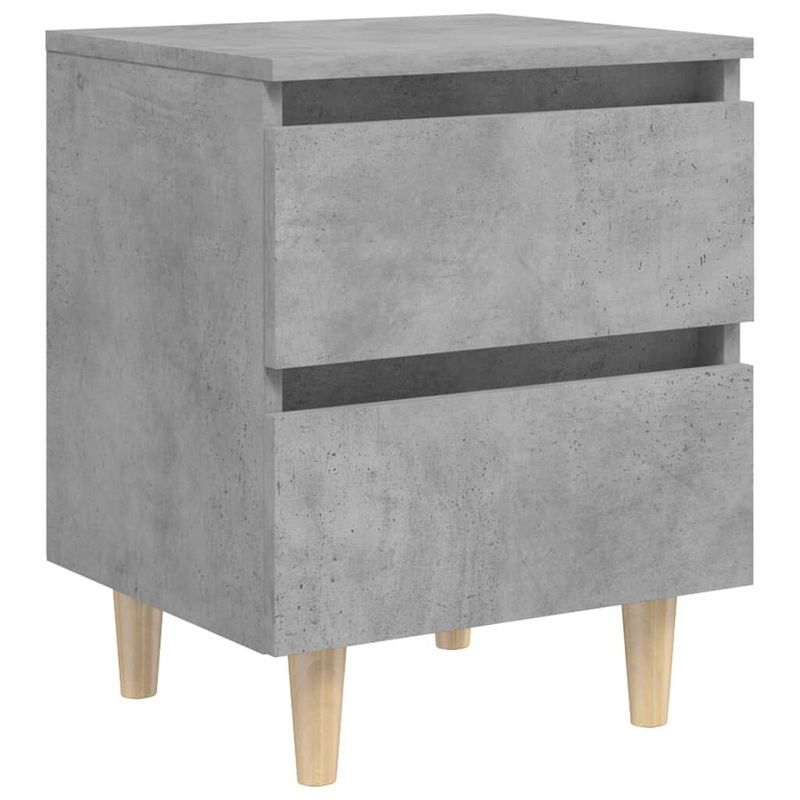 vidaXL-Comodino-Gambe-in-Massello-di-Pino-Grigio-Cemento-40x35x50-cm