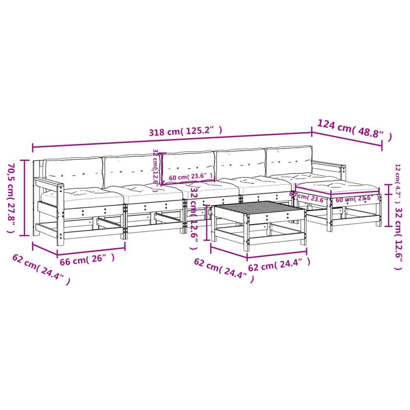 vidaXL-Set-Divani-Giardino-7-pz-con-Cuscini-Legno-Massello-di-Douglas