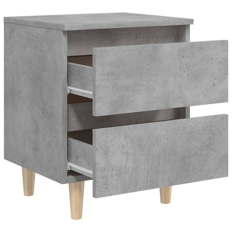 vidaXL-Comodino-Gambe-in-Massello-di-Pino-Grigio-Cemento-40x35x50-cm