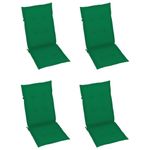 vidaXL-Sedie-da-Giardino-4-pz-con-Cuscini-Verdi-Massello-di-Teak