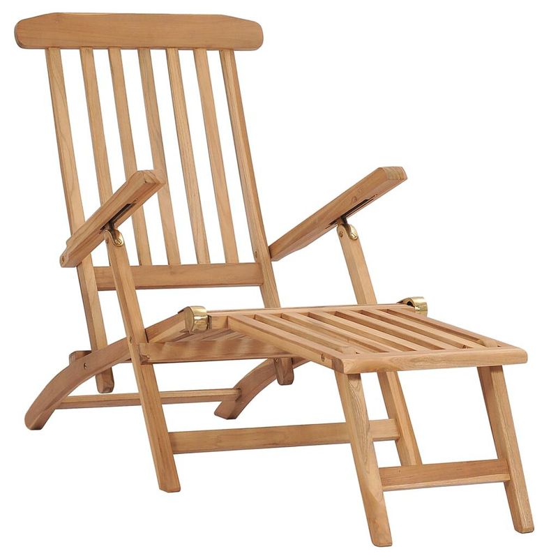 vidaXL-Sdraio-da-Giardino-con-Poggiapiedi-e-Tavolino-in-Teak-Massello