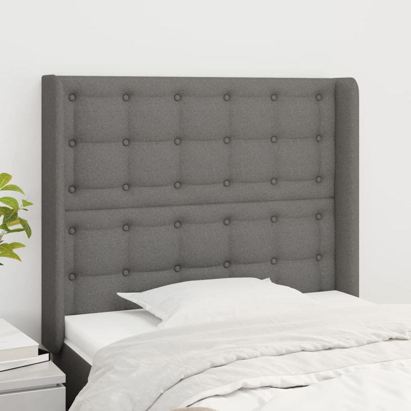 vidaXL-Testiera-ad-Orecchio-Grigio-Scuro-203x16x78-88-cm-in-Tessuto