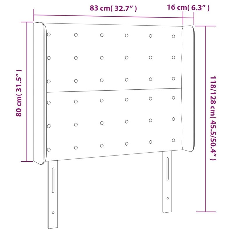 vidaXL-Testiera-ad-Orecchio-Grigio-Scuro-203x16x78-88-cm-in-Tessuto