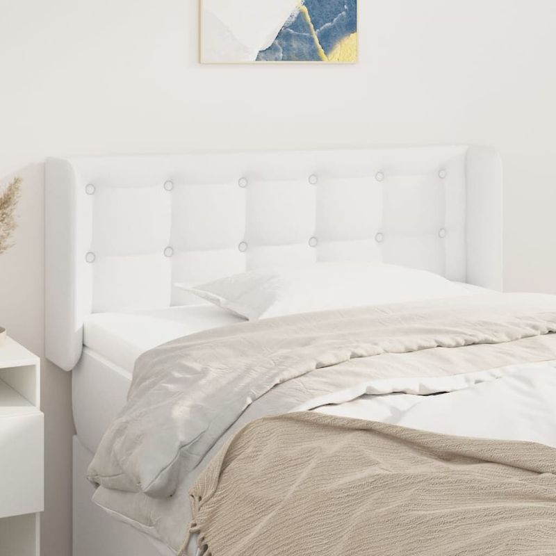 vidaXL-Testiera-ad-Orecchio-Bianca-103x16x78-88-cm-in-Similpelle