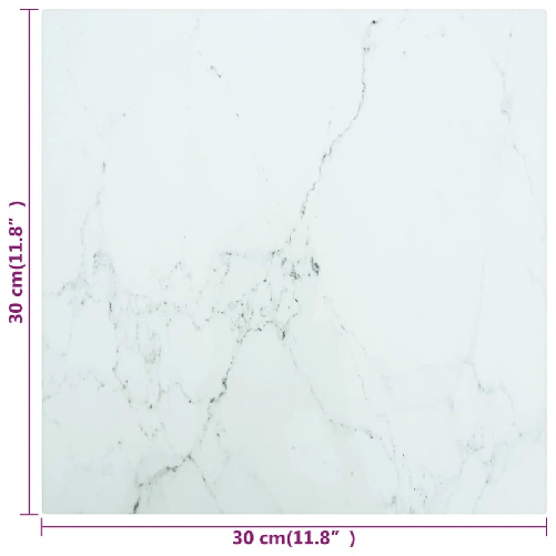 vidaXL-Piano-Tavolo-Bianco-30x30-cm-6mm-Vetro-Temperato-Aspetto-Marmo
