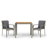 Set-da-Pranzo-da-Giardino-3-pz-con-Cuscini-in-Polyrattan-Grigio