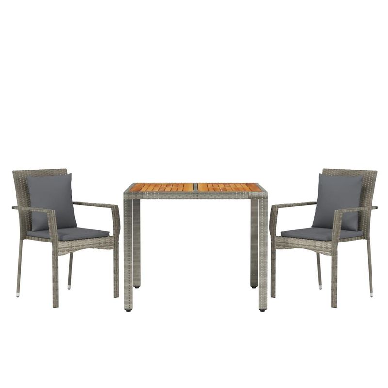 Set-da-Pranzo-da-Giardino-3-pz-con-Cuscini-in-Polyrattan-Grigio