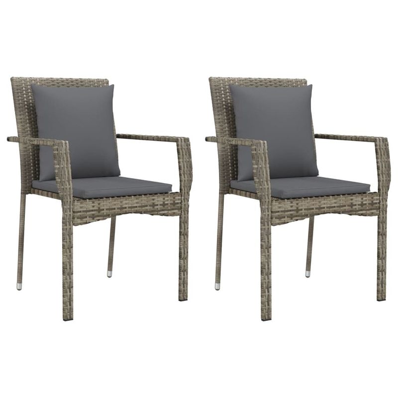 Set-da-Pranzo-da-Giardino-3-pz-con-Cuscini-in-Polyrattan-Grigio