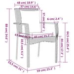 Set-da-Pranzo-da-Giardino-3-pz-con-Cuscini-in-Polyrattan-Grigio