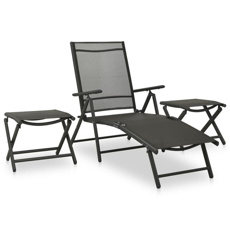 vidaXL-Set-Divani-da-Giardino-3-pz-in-Textilene-e-Alluminio-Nero