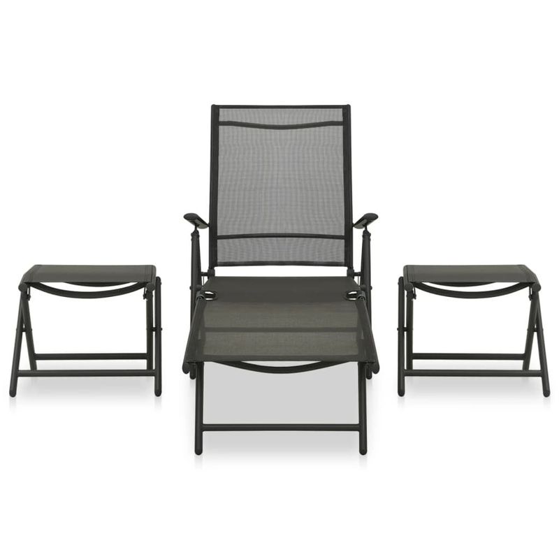 vidaXL-Set-Divani-da-Giardino-3-pz-in-Textilene-e-Alluminio-Nero