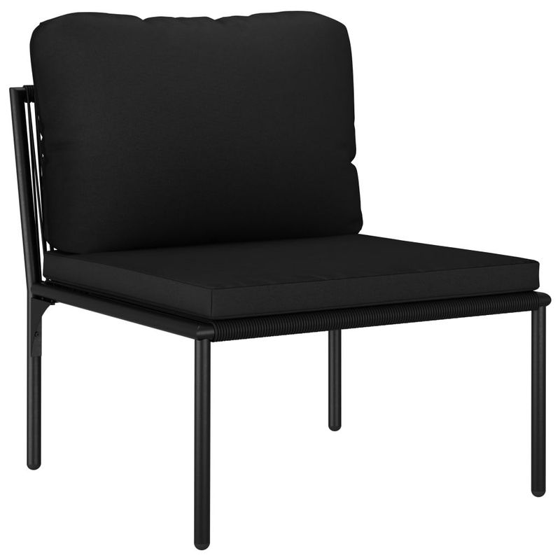 Set-Divani-da-Giardino-5-pz-con-Cuscini-Neri-in-PVC