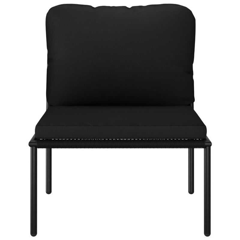 Set-Divani-da-Giardino-5-pz-con-Cuscini-Neri-in-PVC