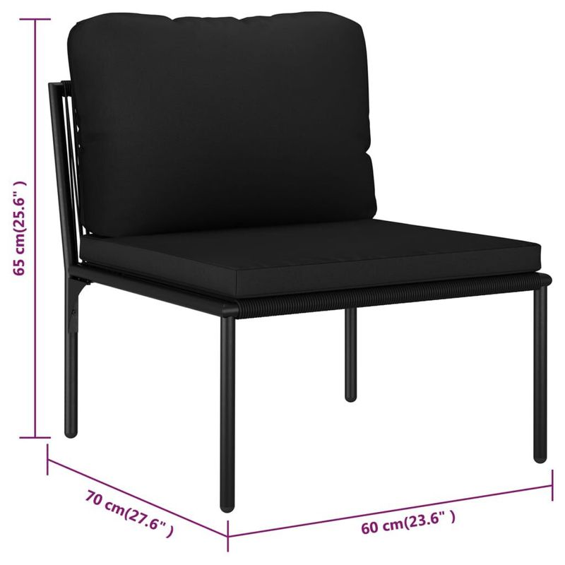 Set-Divani-da-Giardino-5-pz-con-Cuscini-Neri-in-PVC