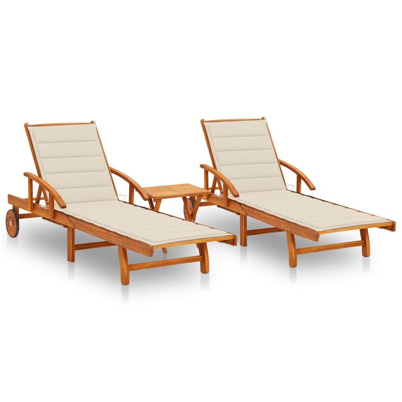 vidaXL-Lettino-Prendisole-2pz-con-Tavolo-e-Cuscini-Massello-d-Acacia