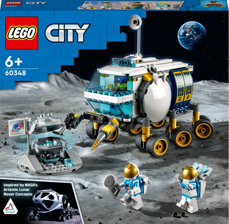 LEGO-City-60348-Rover-Lunare-Modello-di-Veicolo-Spaziale-Giocattolo-Base-della-NASA-con-3-Minifigure-di-Astronauti