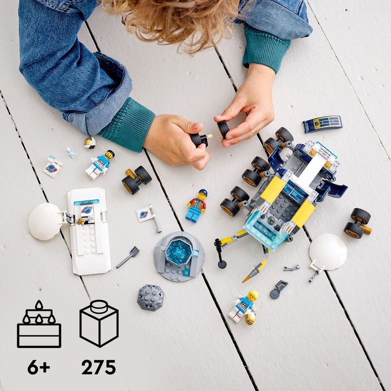 LEGO-City-60348-Rover-Lunare-Modello-di-Veicolo-Spaziale-Giocattolo-Base-della-NASA-con-3-Minifigure-di-Astronauti