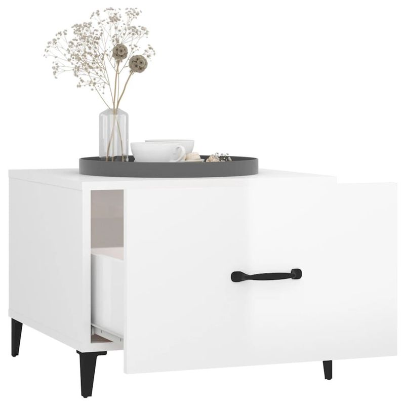 Tavolino-Salotto-con-Gambe-in-Metallo-Bianco-Lucido-50x50x40cm