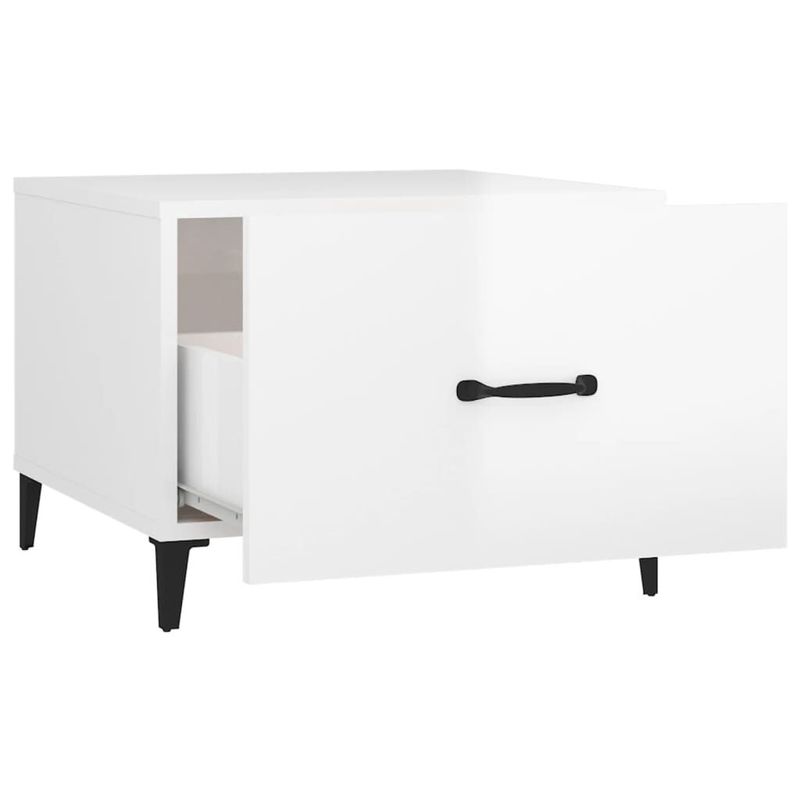 Tavolino-Salotto-con-Gambe-in-Metallo-Bianco-Lucido-50x50x40cm
