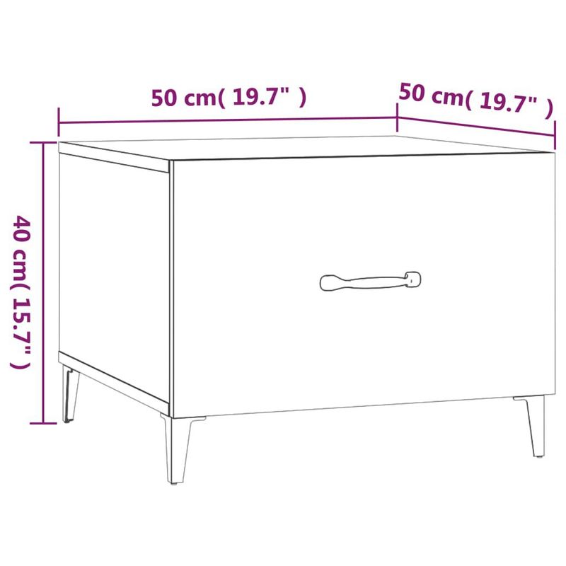 Tavolino-Salotto-con-Gambe-in-Metallo-Bianco-Lucido-50x50x40cm