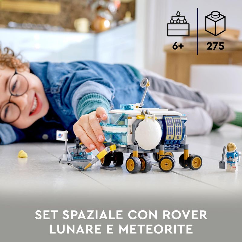 LEGO-City-60348-Rover-Lunare-Modello-di-Veicolo-Spaziale-Giocattolo-Base-della-NASA-con-3-Minifigure-di-Astronauti