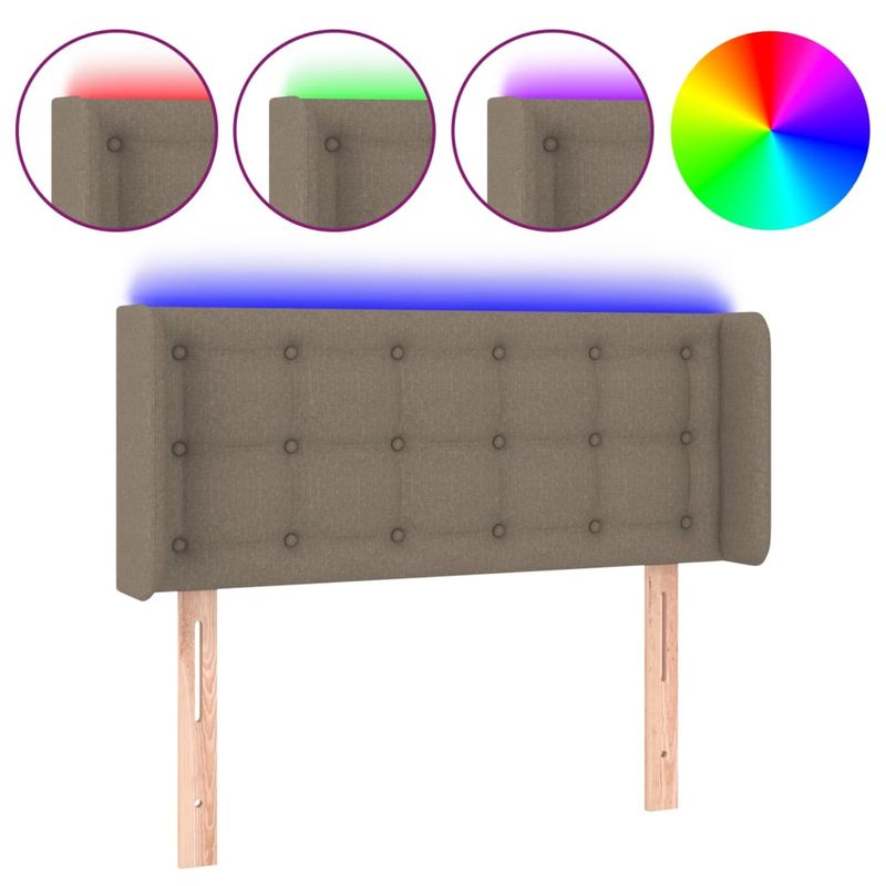 vidaXL-Testiera-a-LED-Tortora-103x16x118-128-cm-in-Tessuto