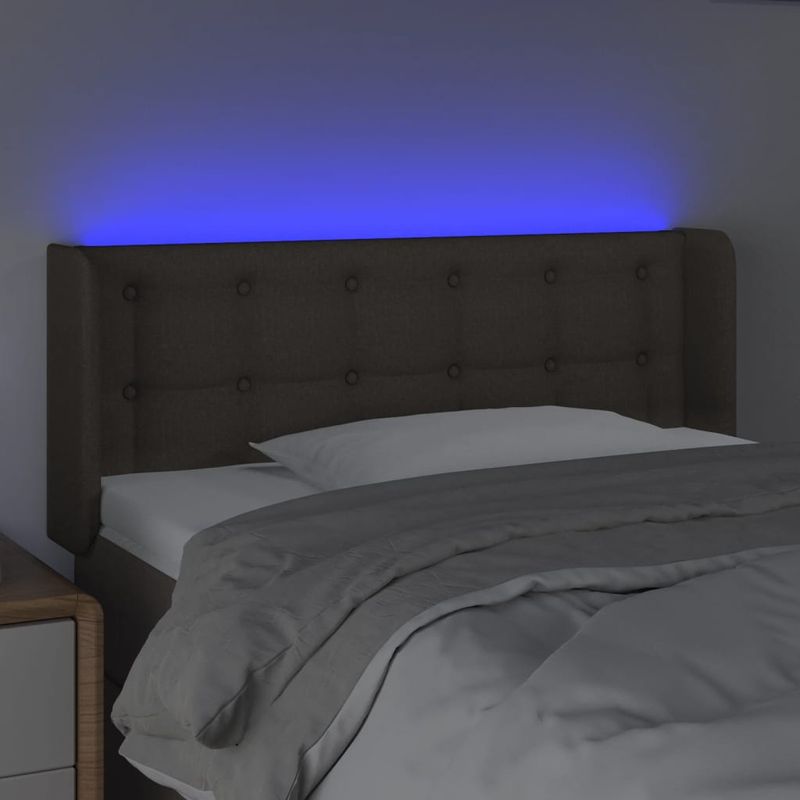 vidaXL-Testiera-a-LED-Tortora-103x16x118-128-cm-in-Tessuto