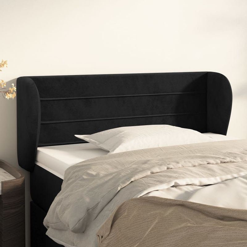 Testiera-ad-Orecchio-Nera-183x23x78-88-cm-in-Velluto
