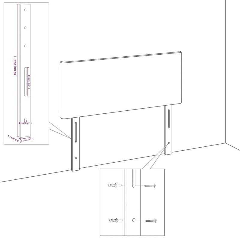 vidaXL-Testiera-ad-Orecchio-Nera-103x23x78-88-cm-in-Velluto