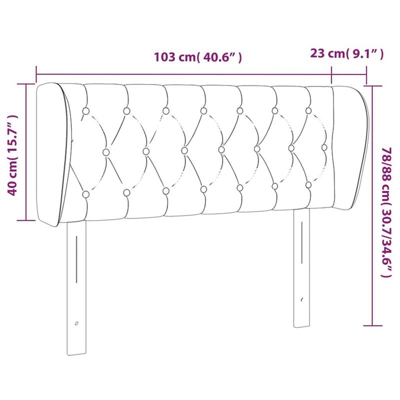 vidaXL-Testiera-ad-Orecchio-Nera-103x23x78-88-cm-in-Velluto