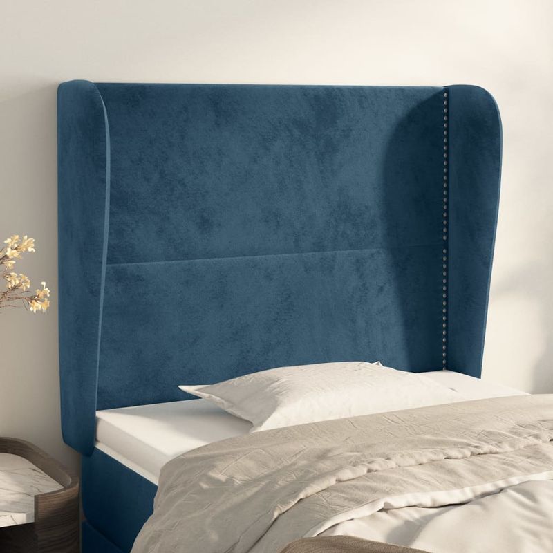 Testiera-ad-Orecchio-Blu-Scuro-93x23x118-128-cm-in-Velluto