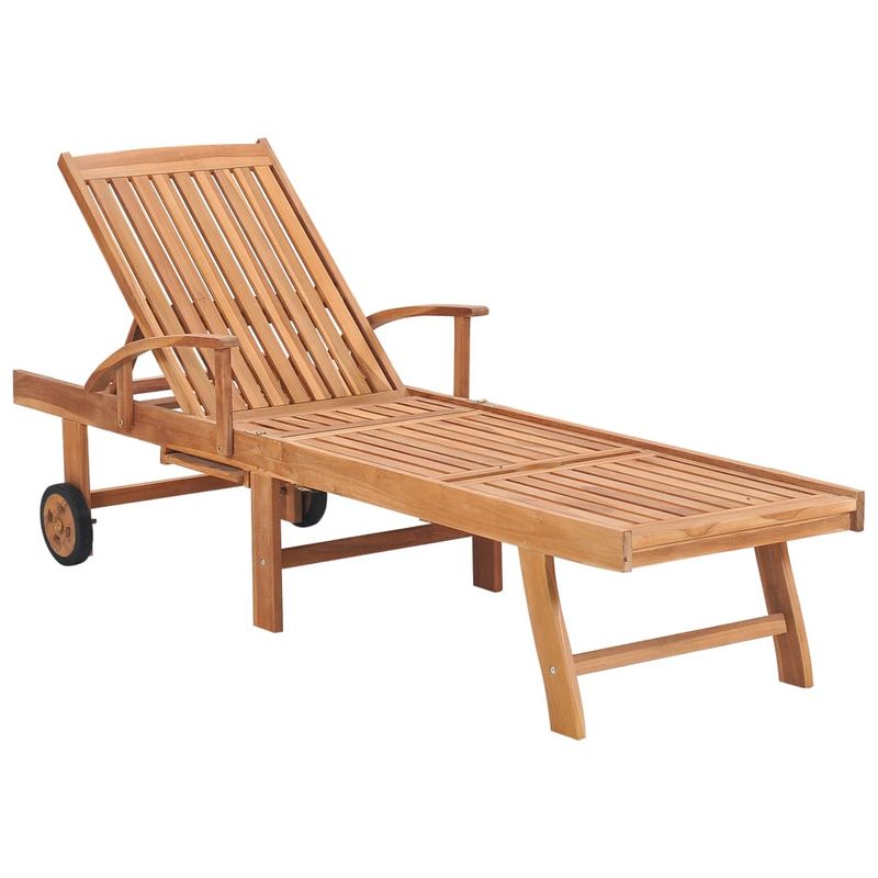 Lettini-Prendisole-2-pz-con-Tavolo-e-Cuscino-Massello-di-Teak