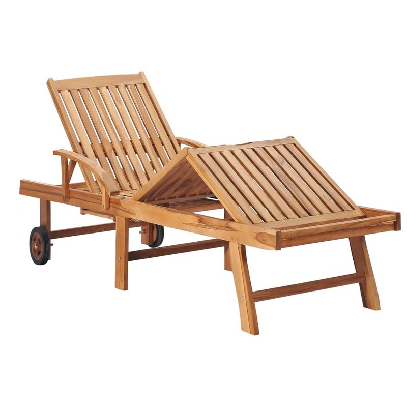 Lettini-Prendisole-2-pz-con-Tavolo-e-Cuscino-Massello-di-Teak