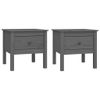 Tavolini-2-pz-Grigi-50x50x49-cm-Legno-Massello-di-Pino
