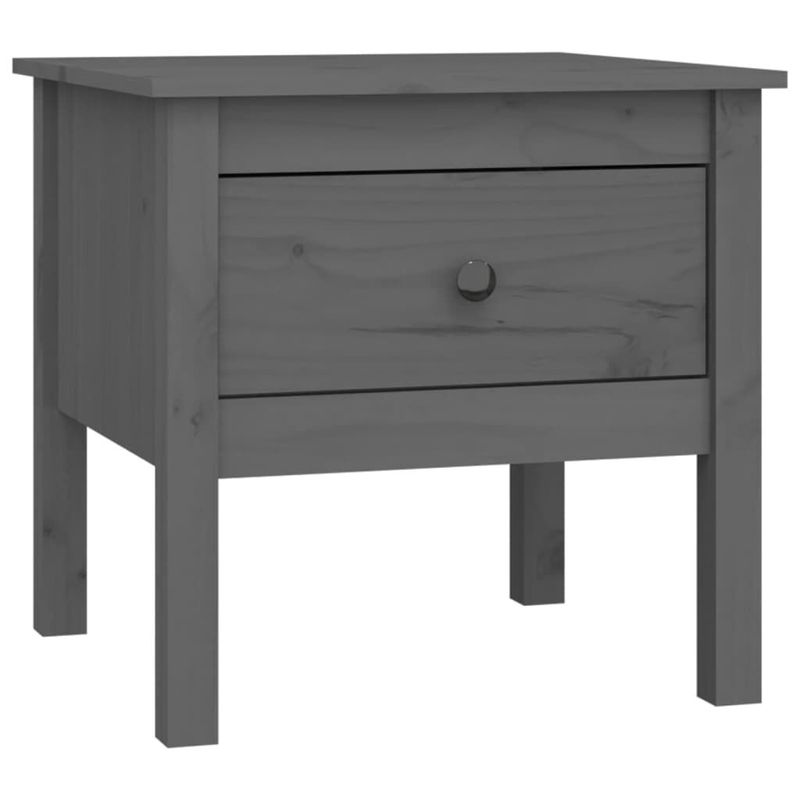Tavolini-2-pz-Grigi-50x50x49-cm-Legno-Massello-di-Pino