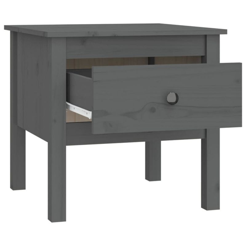 Tavolini-2-pz-Grigi-50x50x49-cm-Legno-Massello-di-Pino