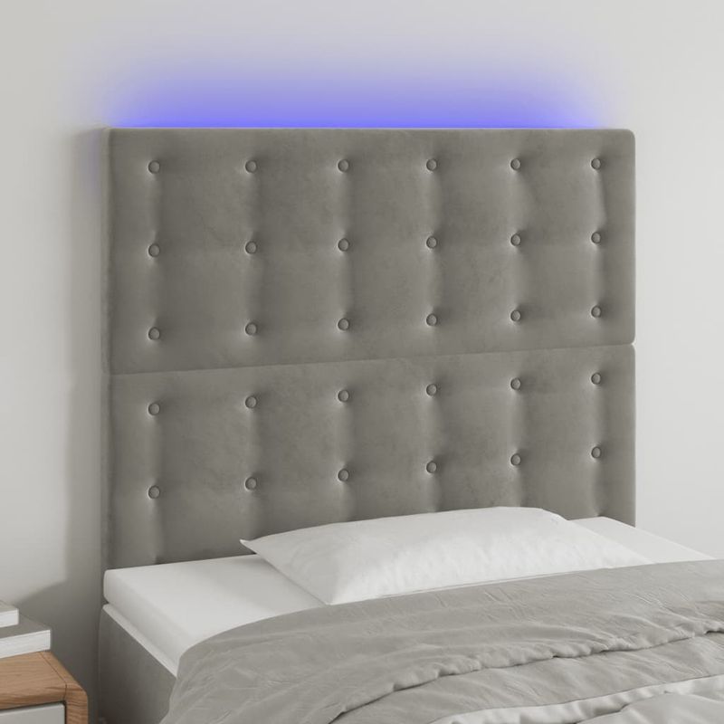Testiera-a-LED-Grigio-Chiaro-180x5x78-88-cm-in-Velluto