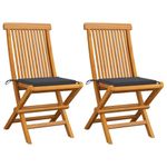 vidaXL-Sedie-da-Giardino-con-Cuscini-Antracite-4-pz-Massello-di-Teak
