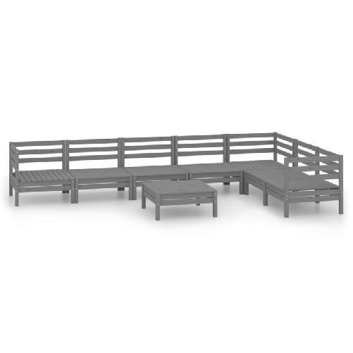 vidaXL-Set-Salotto-da-Giardino-8-pz-in-Legno-Massello-di-Pino-Grigio