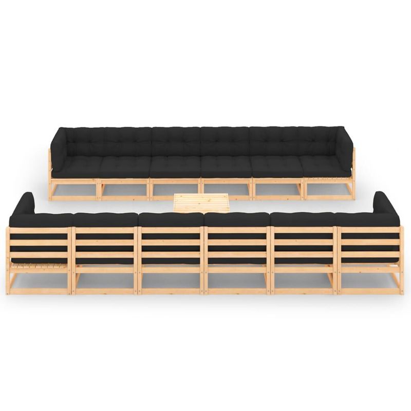 vidaXL-Set-Salotto-Giardino-13pz-Cuscini-Antracite-Legno-Massello-Pino
