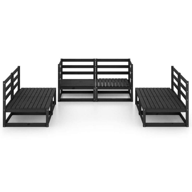 Set-Divani-da-Giardino-6-pz-Nero-in-Legno-Massello-di-Pino