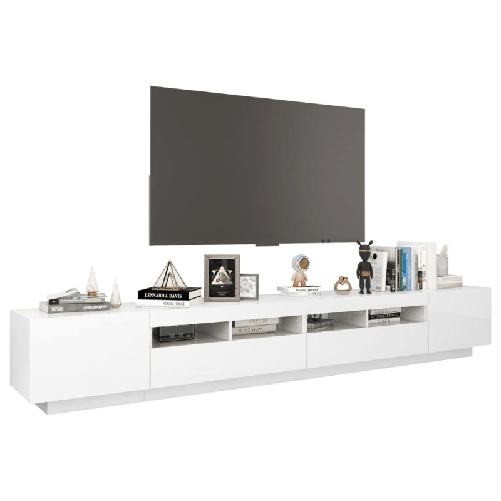 vidaXL-Mobile-Porta-TV-con-Luci-LED-Bianco-Lucido-260x35x40-cm