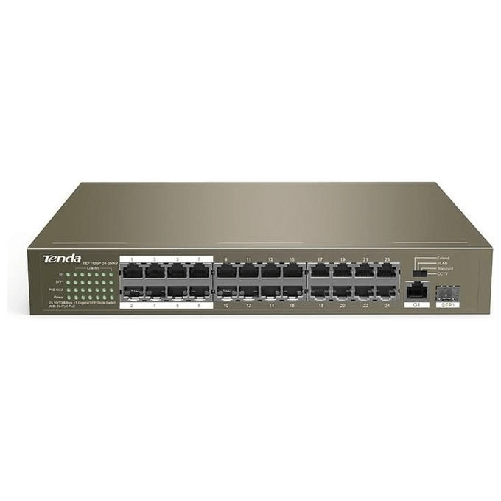 Tenda-TEF1126P-24-250W-switch-di-rete-Non-gestito-Fast-Ethernet--10-100--Supporto-Power-over-Ethernet--PoE--Grigio