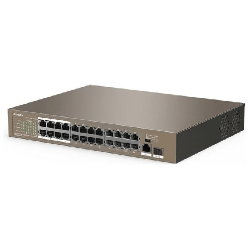 Tenda-TEF1126P-24-250W-switch-di-rete-Non-gestito-Fast-Ethernet--10-100--Supporto-Power-over-Ethernet--PoE--Grigio