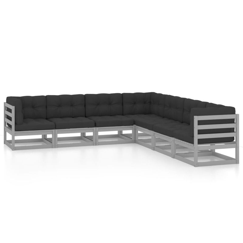 vidaXL-Set-Divani-da-Giardino-7-pz-con-Cuscini-Legno-Massello-di-Pino