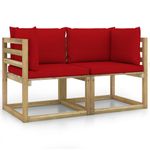 Divani-Angolari-da-Giardino---Cuscini-2pz-Pino-Impregnato-Verde