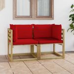 Divani-Angolari-da-Giardino---Cuscini-2pz-Pino-Impregnato-Verde