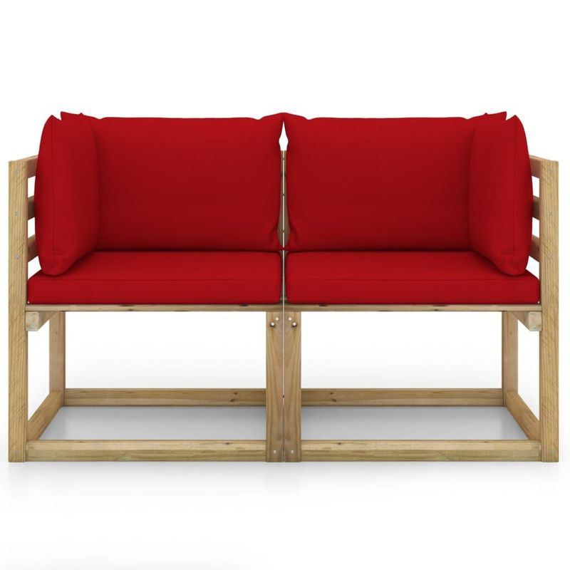 Divani-Angolari-da-Giardino---Cuscini-2pz-Pino-Impregnato-Verde