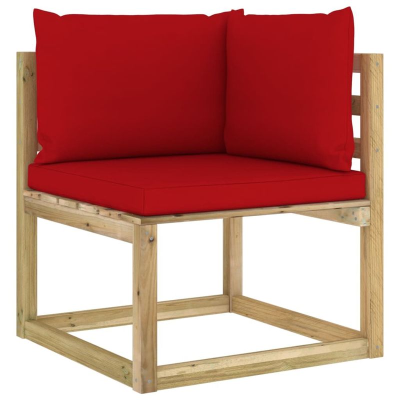 Divani-Angolari-da-Giardino---Cuscini-2pz-Pino-Impregnato-Verde